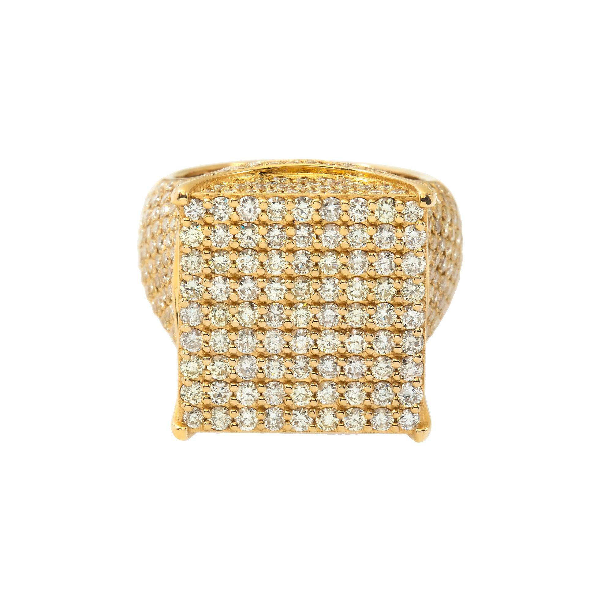 14K GOLD ROUND DIAMOND SQUARE RING 6.86 CT