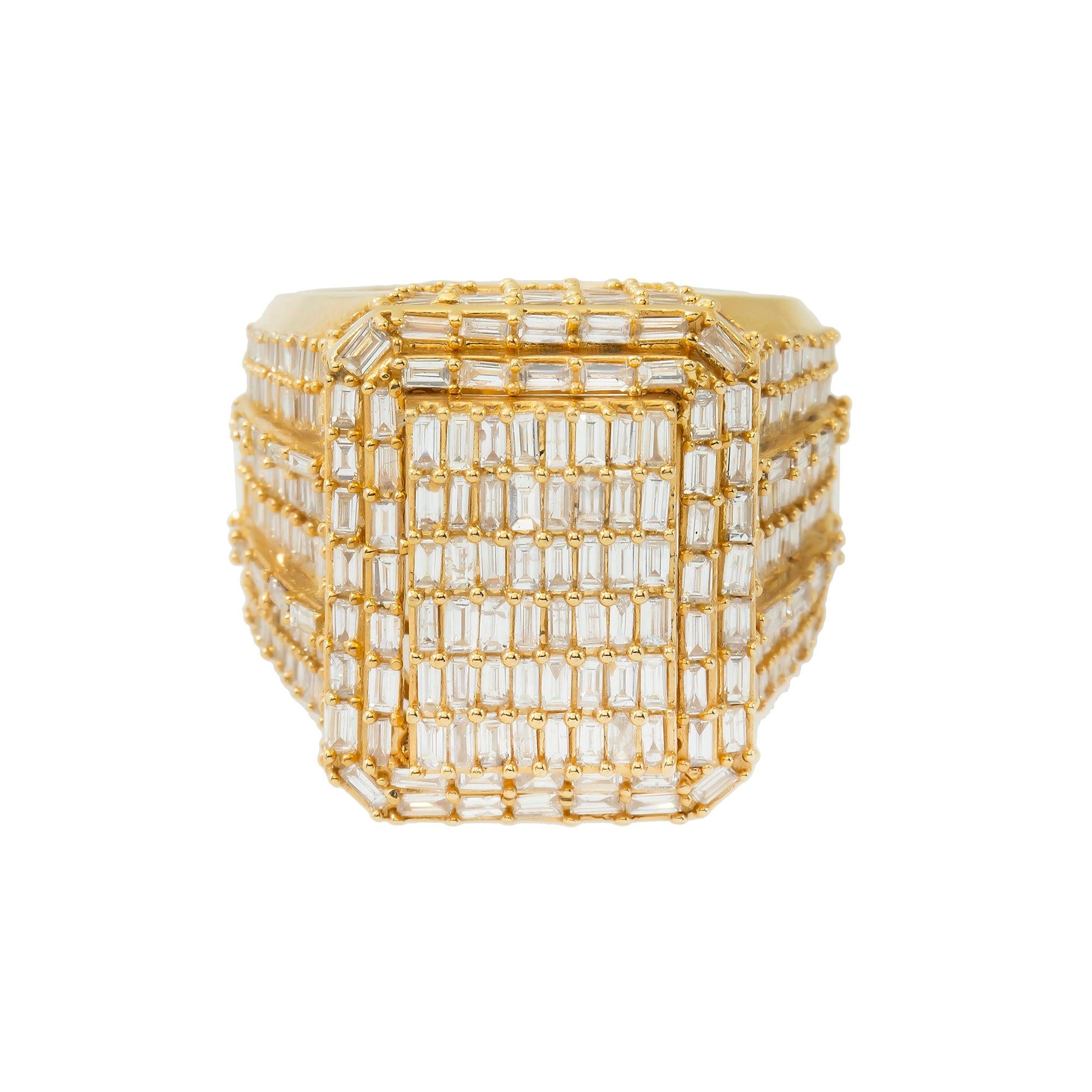 14K GOLD BAGUETTE DIAMOND RECTANGULAR RING 3.75 CT