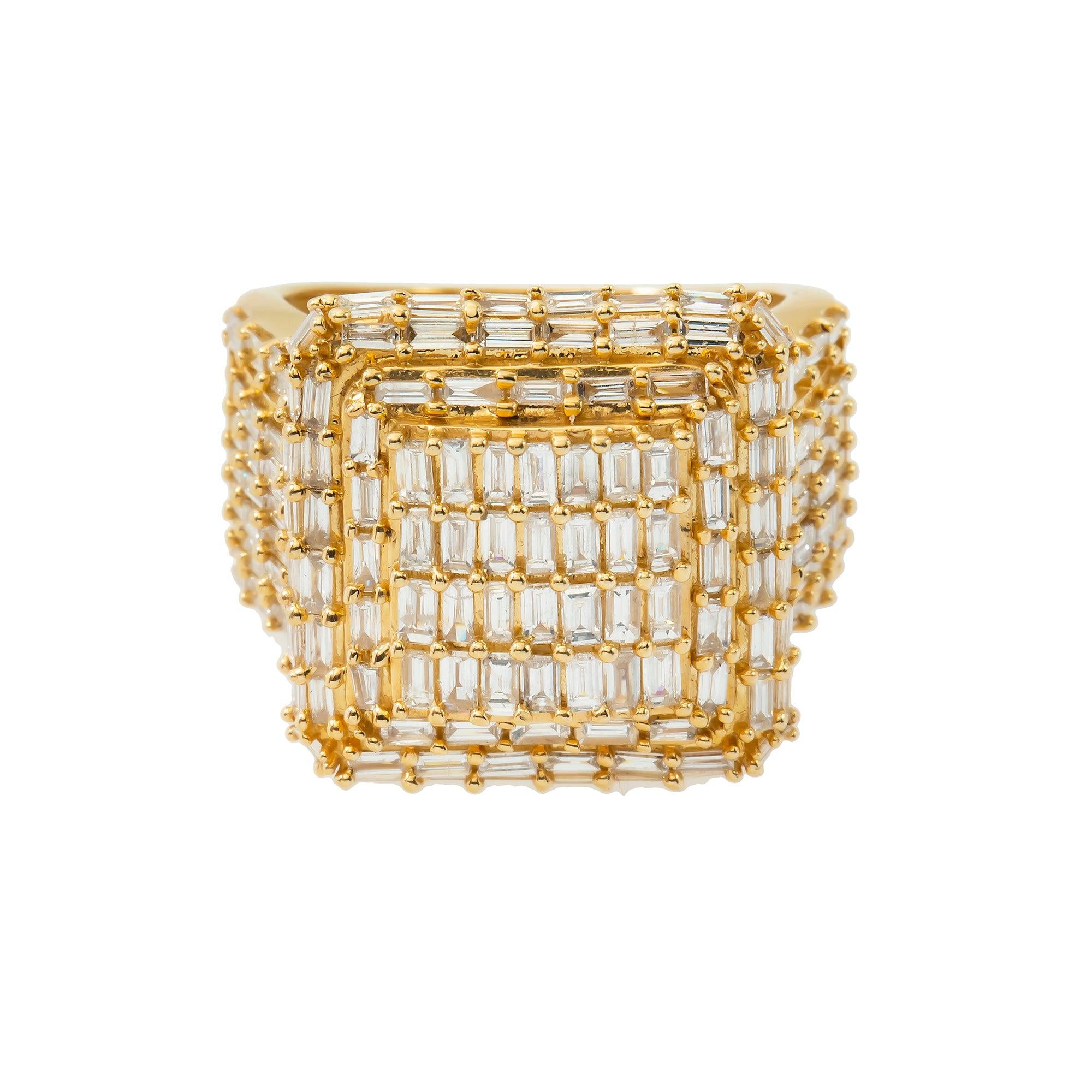 14K GOLD BAGUETTE DIAMOND SQUARE SHAPE RING 3.50 CT