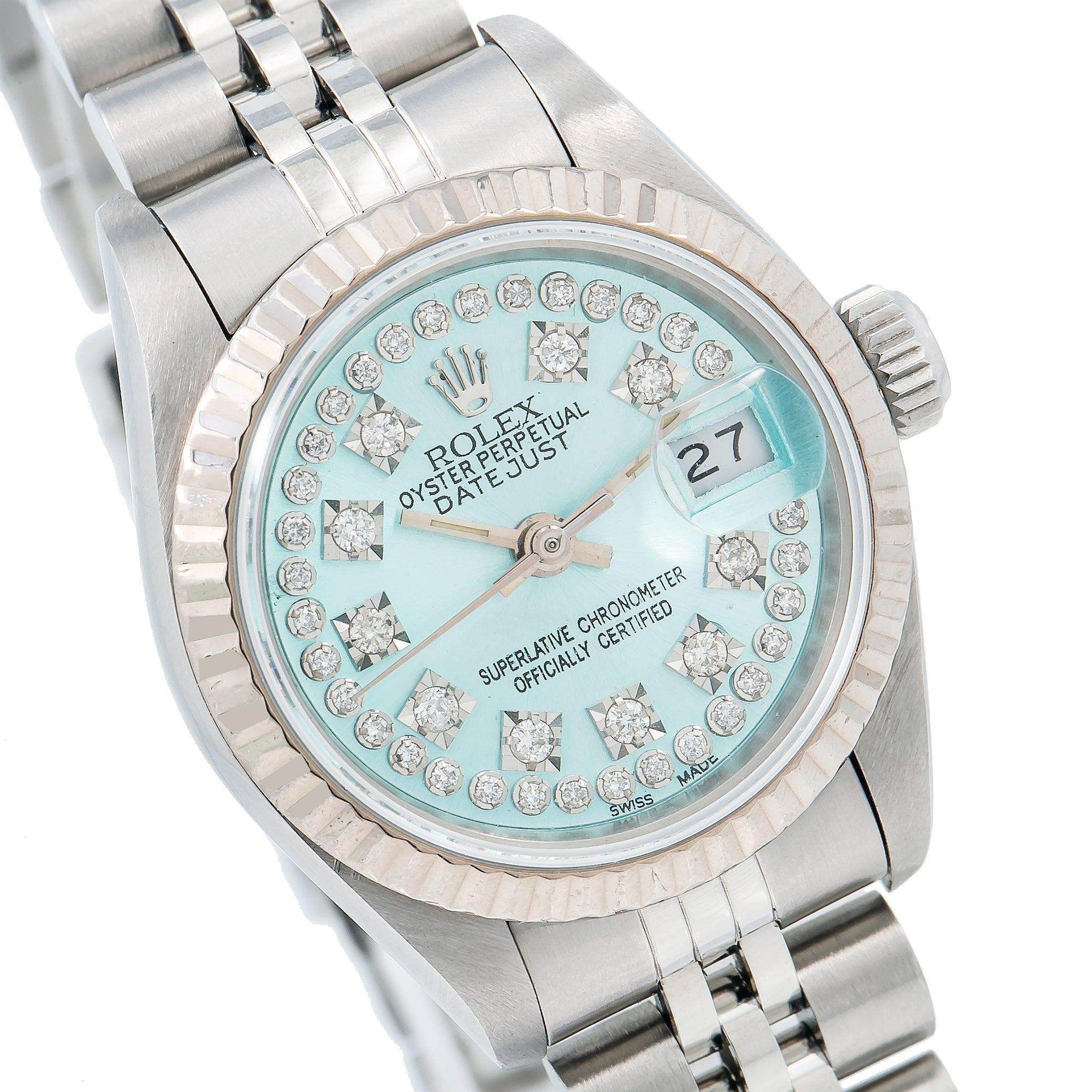Rolex Datejust 26MM 6917 Ice Blue Diamond Dial Fluted Bezel Stainless Steel Jubilee Bracelet