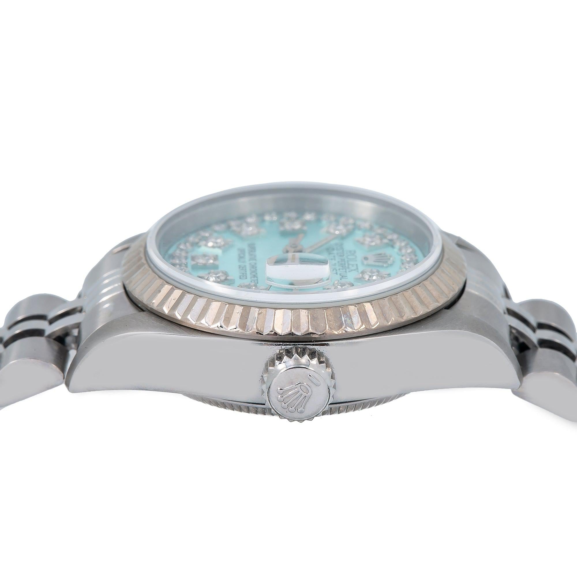 Rolex Datejust 26MM 6917 Ice Blue Diamond Dial Fluted Bezel Stainless Steel Jubilee Bracelet