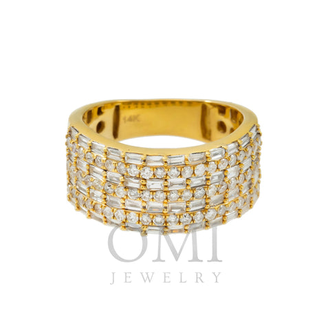 14K GOLD ROUND AND BAGUETTE DIAMOND BAND RING 1.86 CTW