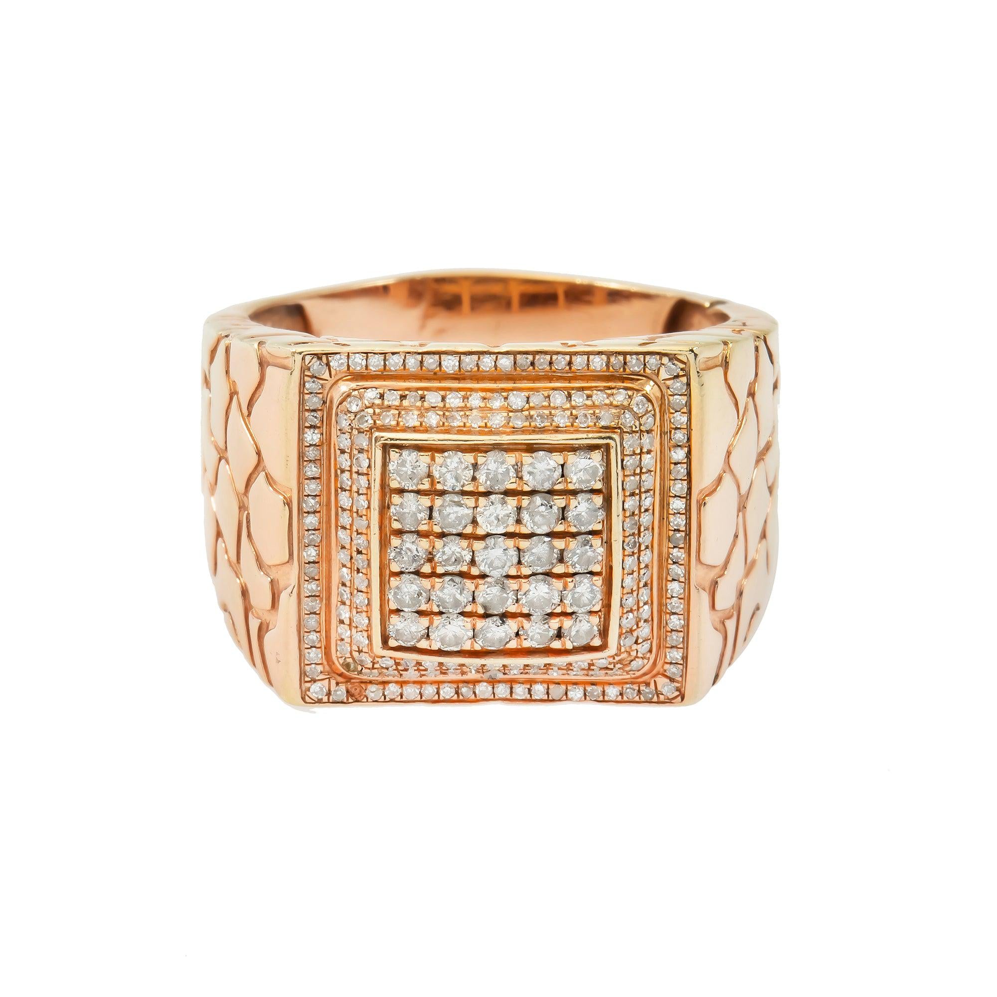 10K GOLD ROUND DIAMOND SQUARE STATEMENT RING 0.87 CT