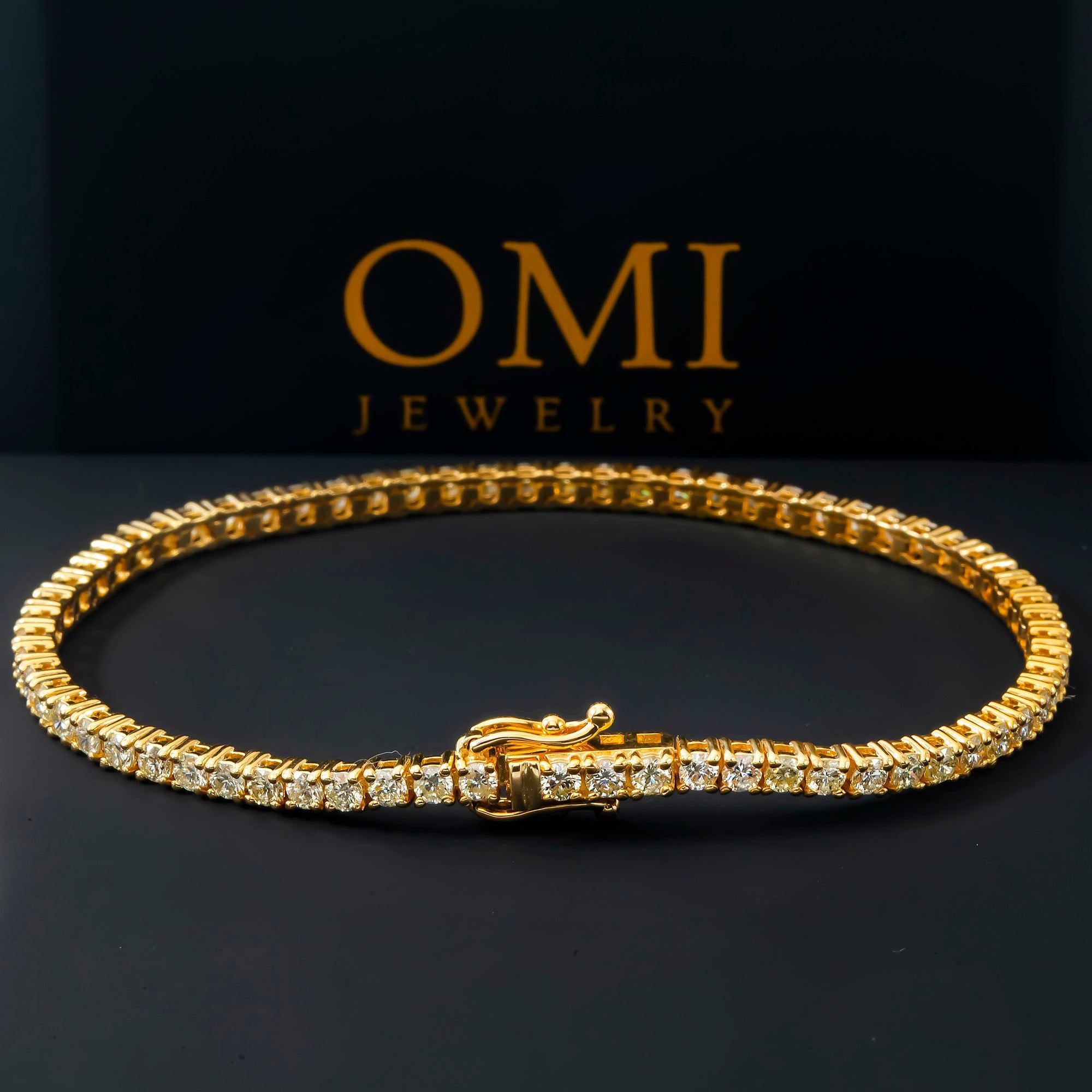 14K GOLD ROUND DIAMONDS TENNIS BRACELET 3.85 CT