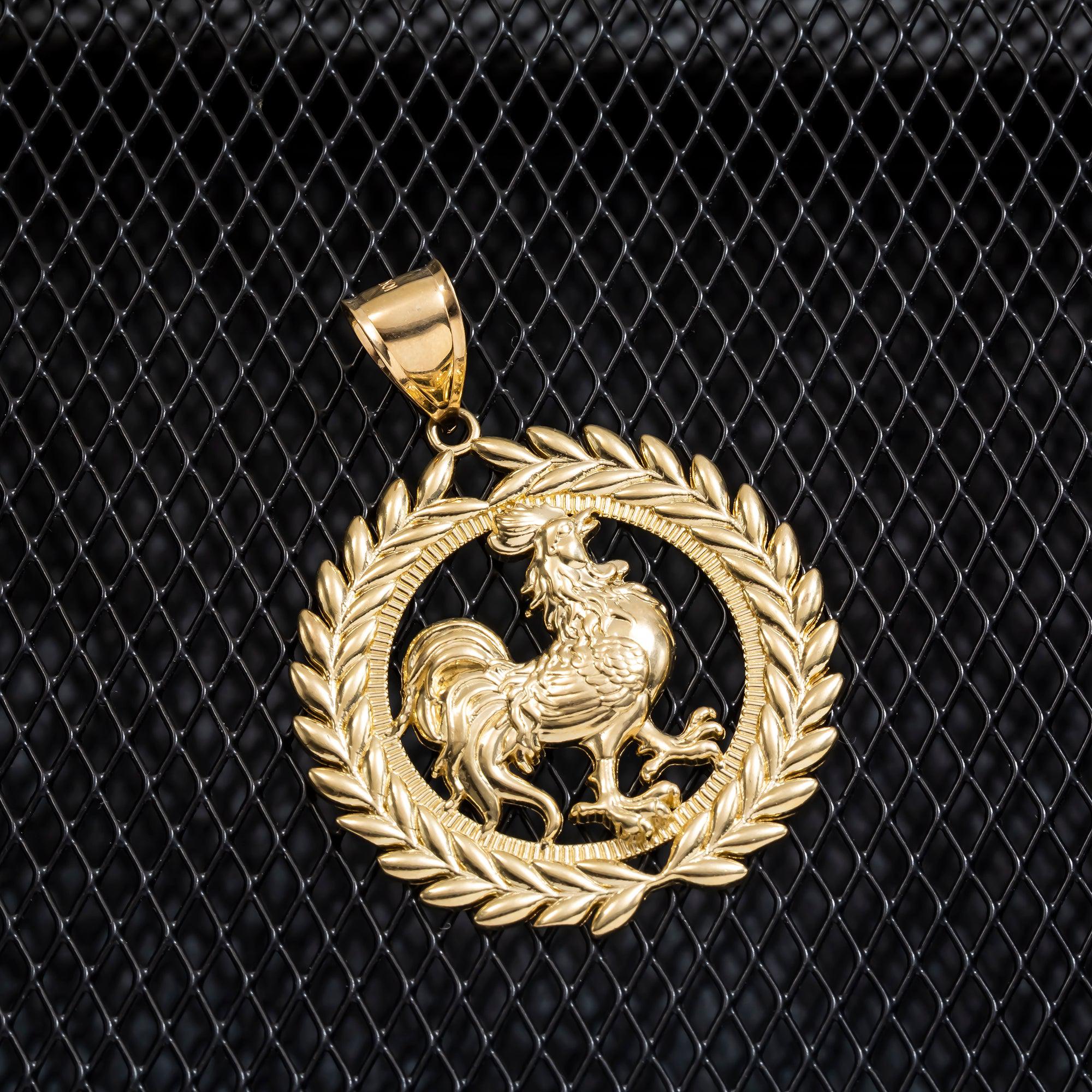 10K GOLD LUCKY ROOSTER PENDANT 9.2G