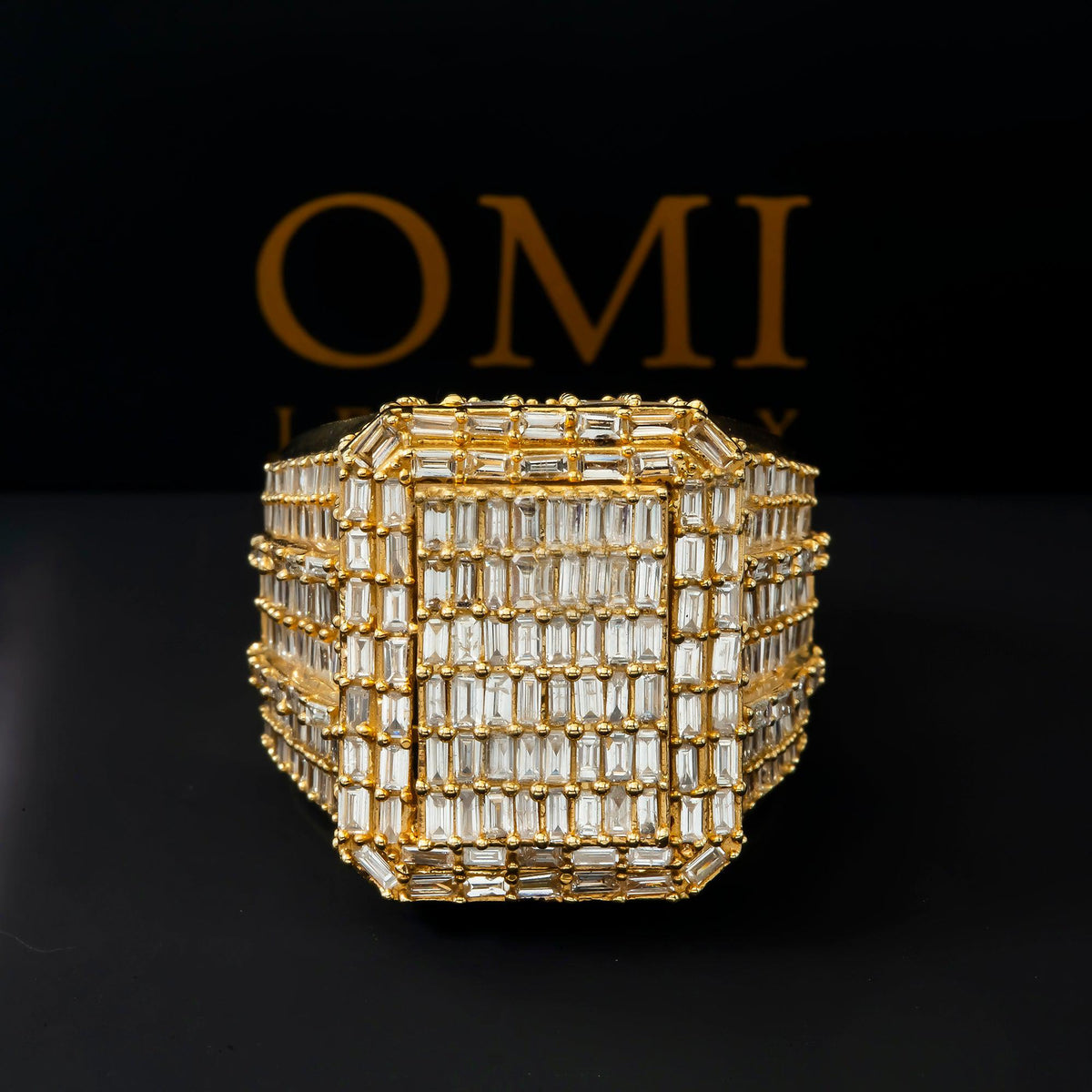 14K GOLD BAGUETTE DIAMOND RECTANGULAR RING 3.75 CT