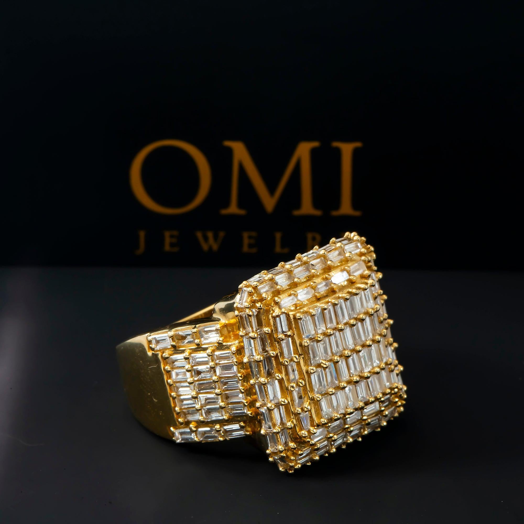 14K GOLD BAGUETTE DIAMOND SQUARE SHAPE RING 3.50 CT
