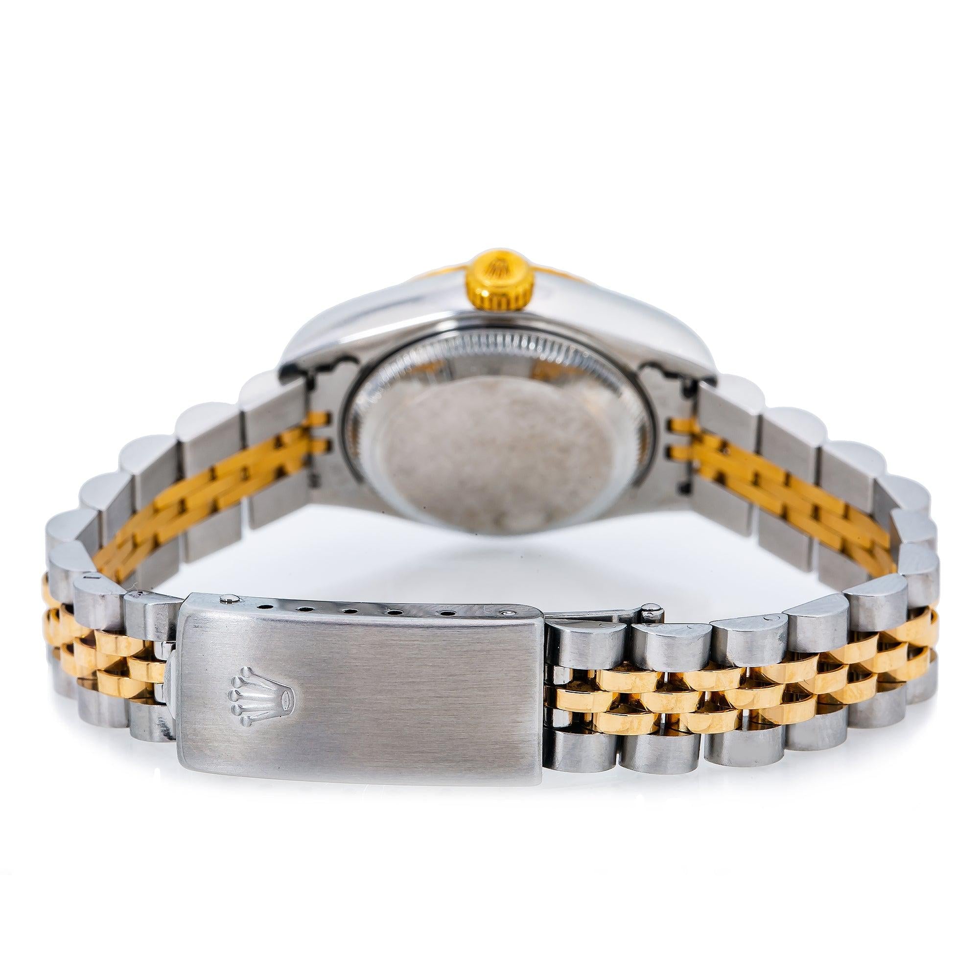 Rolex Datejust 26MM 6917 Black Diamond Dial Fluted Bezel Two Tone Yellow Gold Jubilee Bracelet