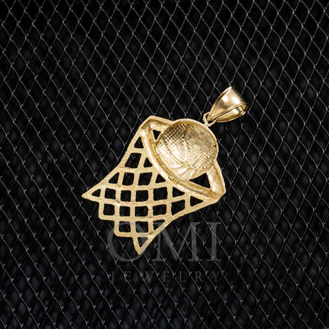 10K GOLD BASKETBALL WITH HOOP PENDANT 4.4G