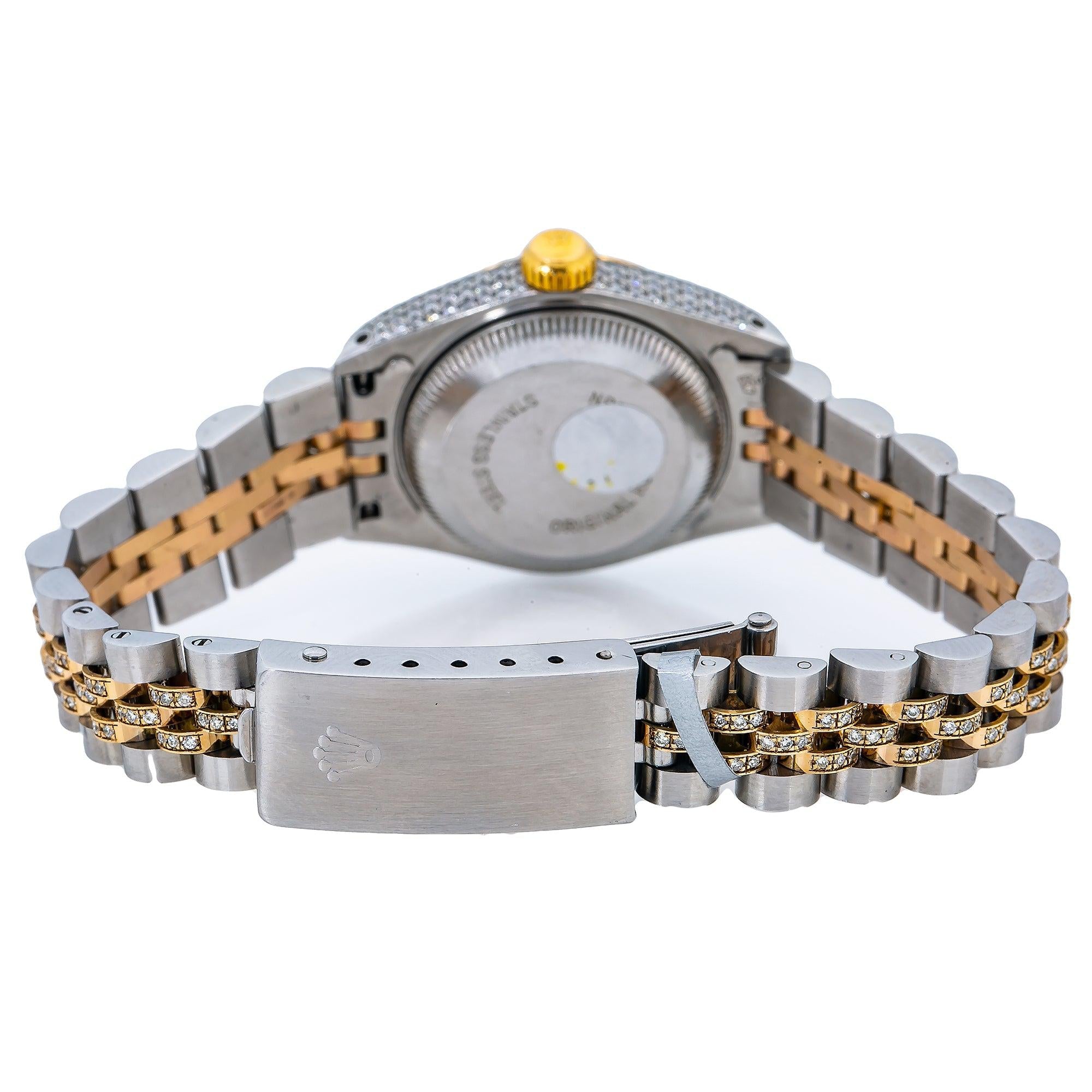 Rolex Datejust 26MM 6917 Blue Diamond Dial Fluted Bezel Two Tone Yellow Gold Semi Diamond Jubilee Bracelet