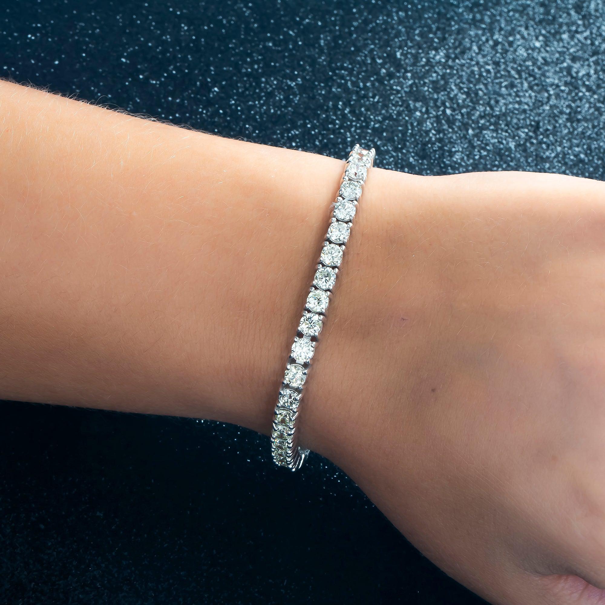 14K GOLD ROUND DIAMONDS TENNIS BRACELET 9.66 CT