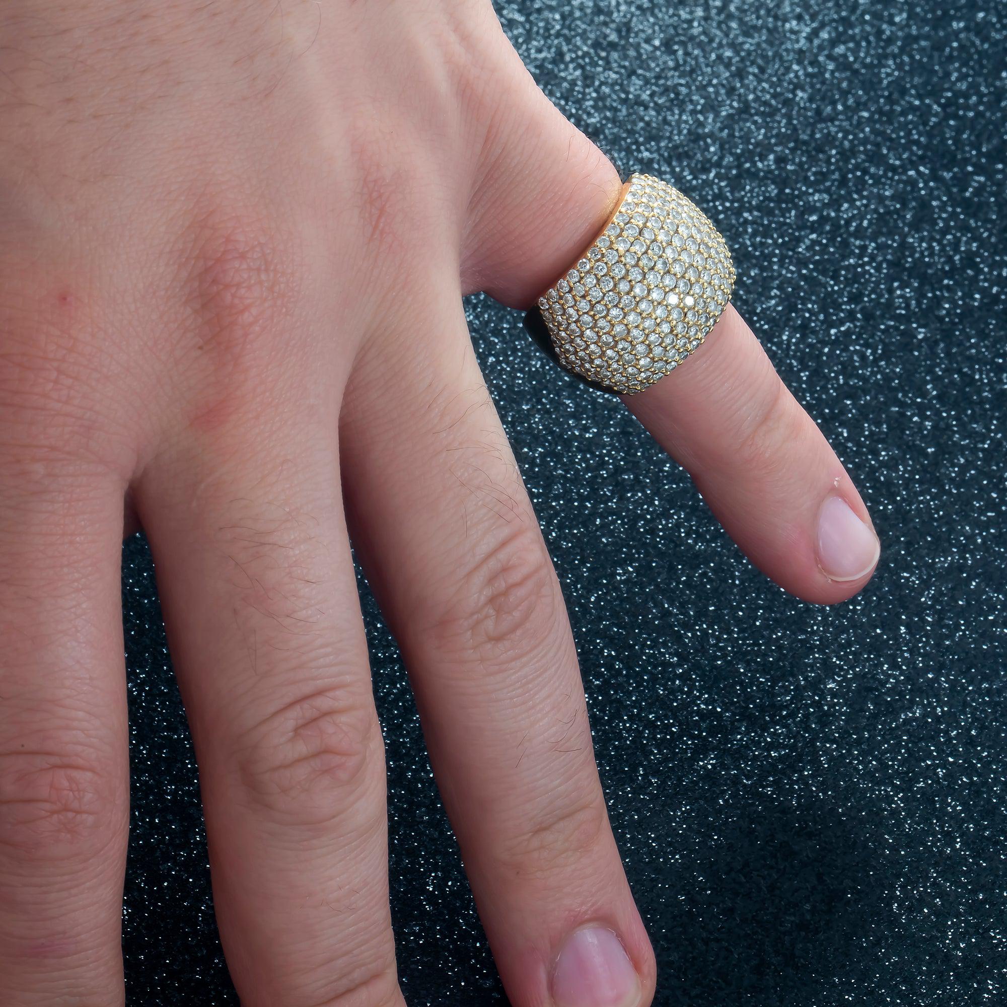 14K GOLD ROUND DIAMOND STATEMENT RING 3.50 CT