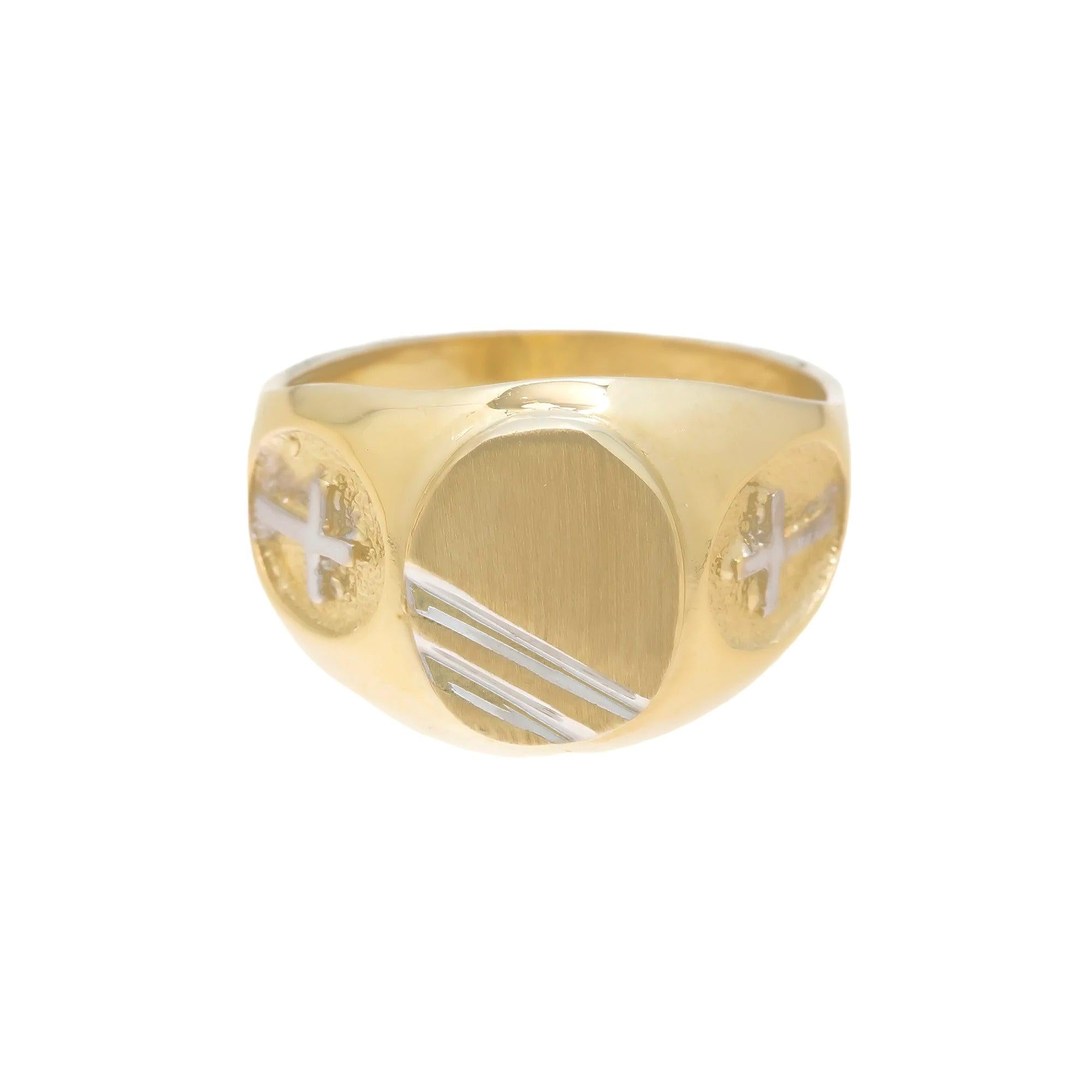 10K GOLD TWO TONE DOUBLE CROSS RING 6.0G
