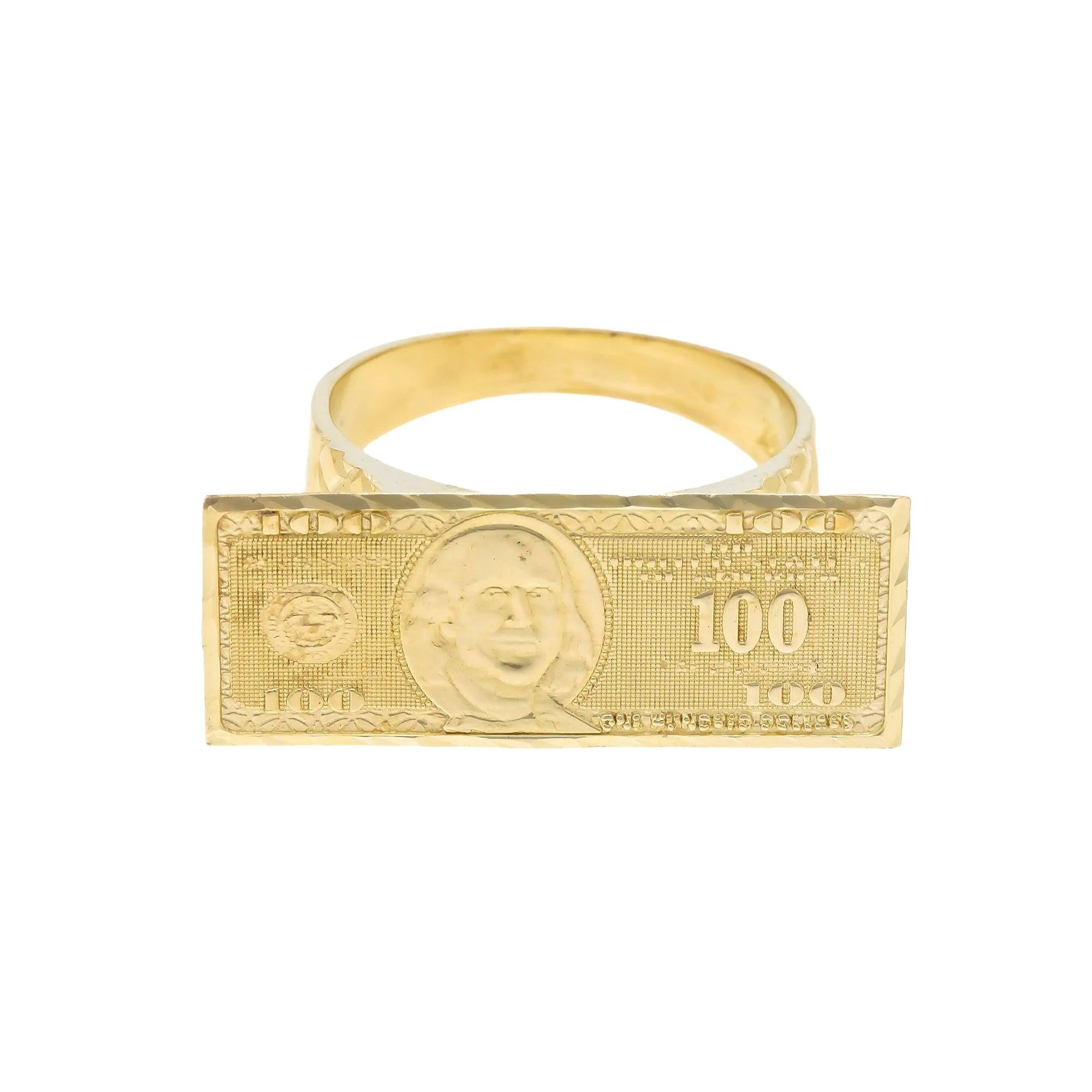10K GOLD 100 DOLLAR BILL RING 5.9G