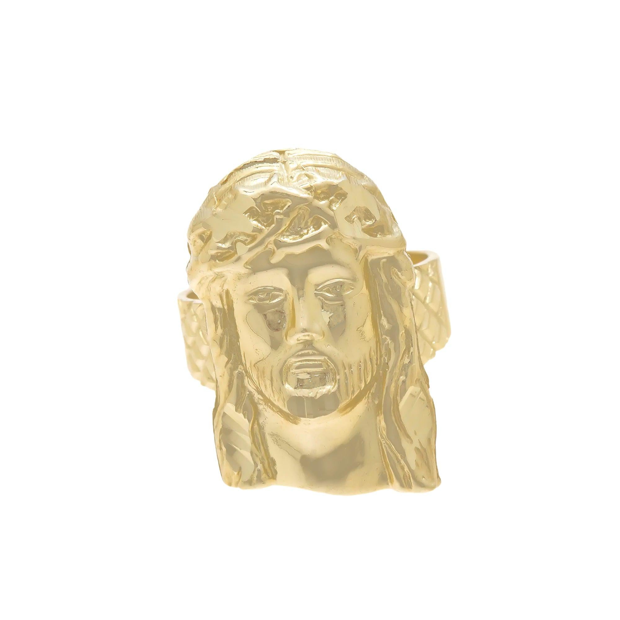 10K GOLD JESUS HEAD RING 6.6G