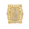 10K GOLD TWO TONE MOTHER MARY CUBAN LINK RECTANGLE RING 7.0G