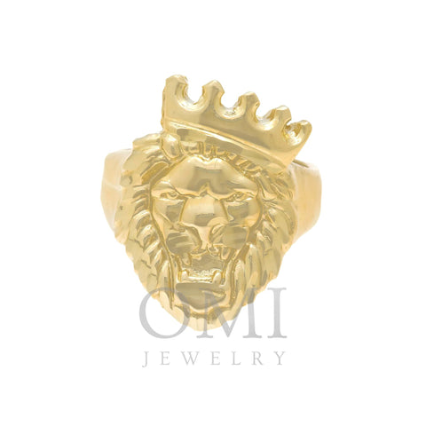 10K GOLD LION HEAD WITH CROWN RING 8.4G
