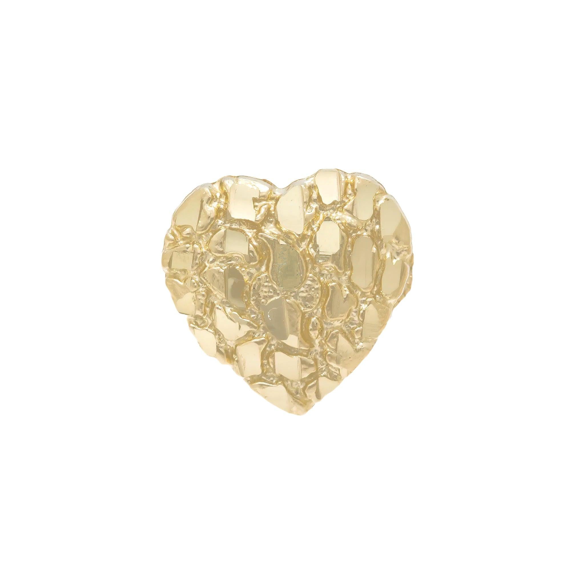10K GOLD HEART NUGGET RING 2.8G