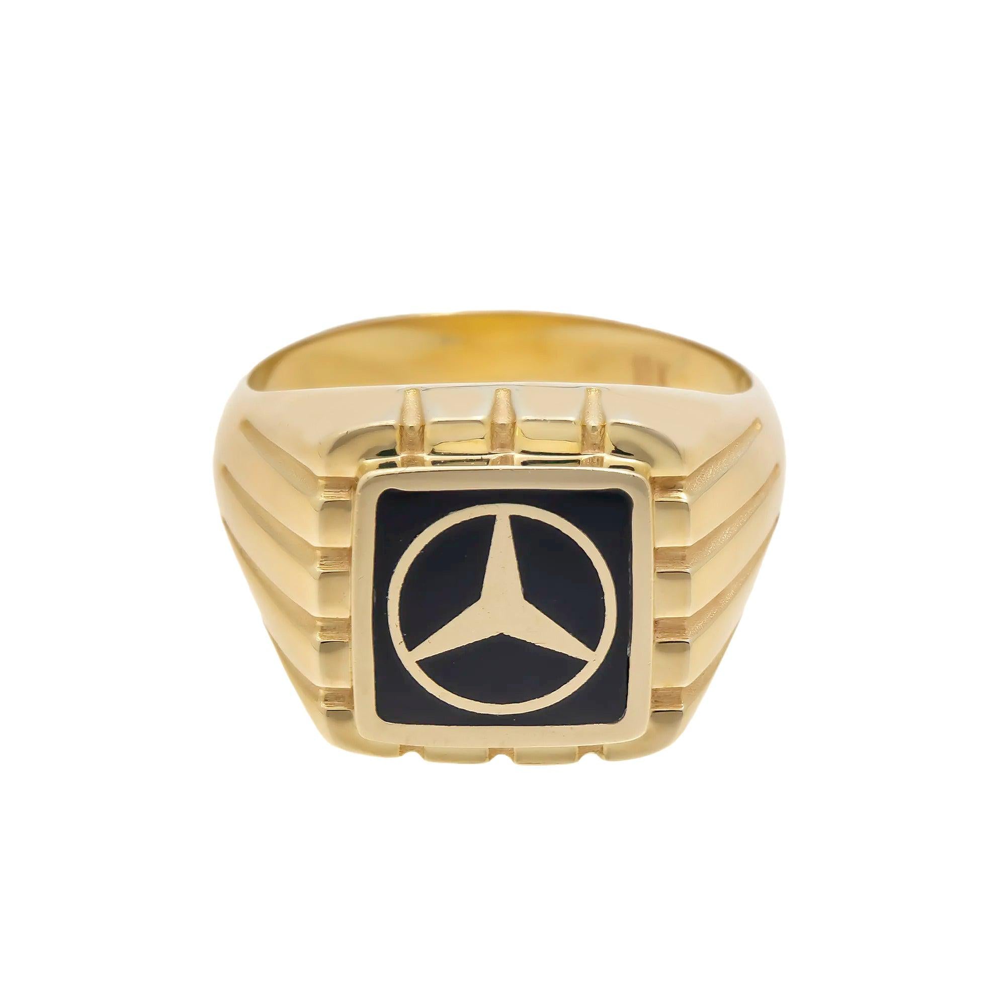10K GOLD BLACK MERCEDES BENZ RING 7.8G