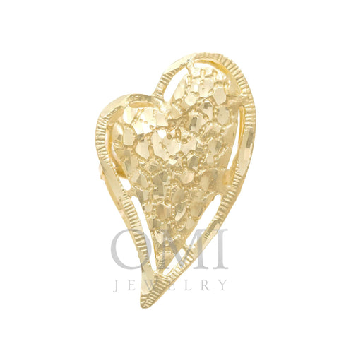 10K GOLD HEART NUGGET RING 6.9G