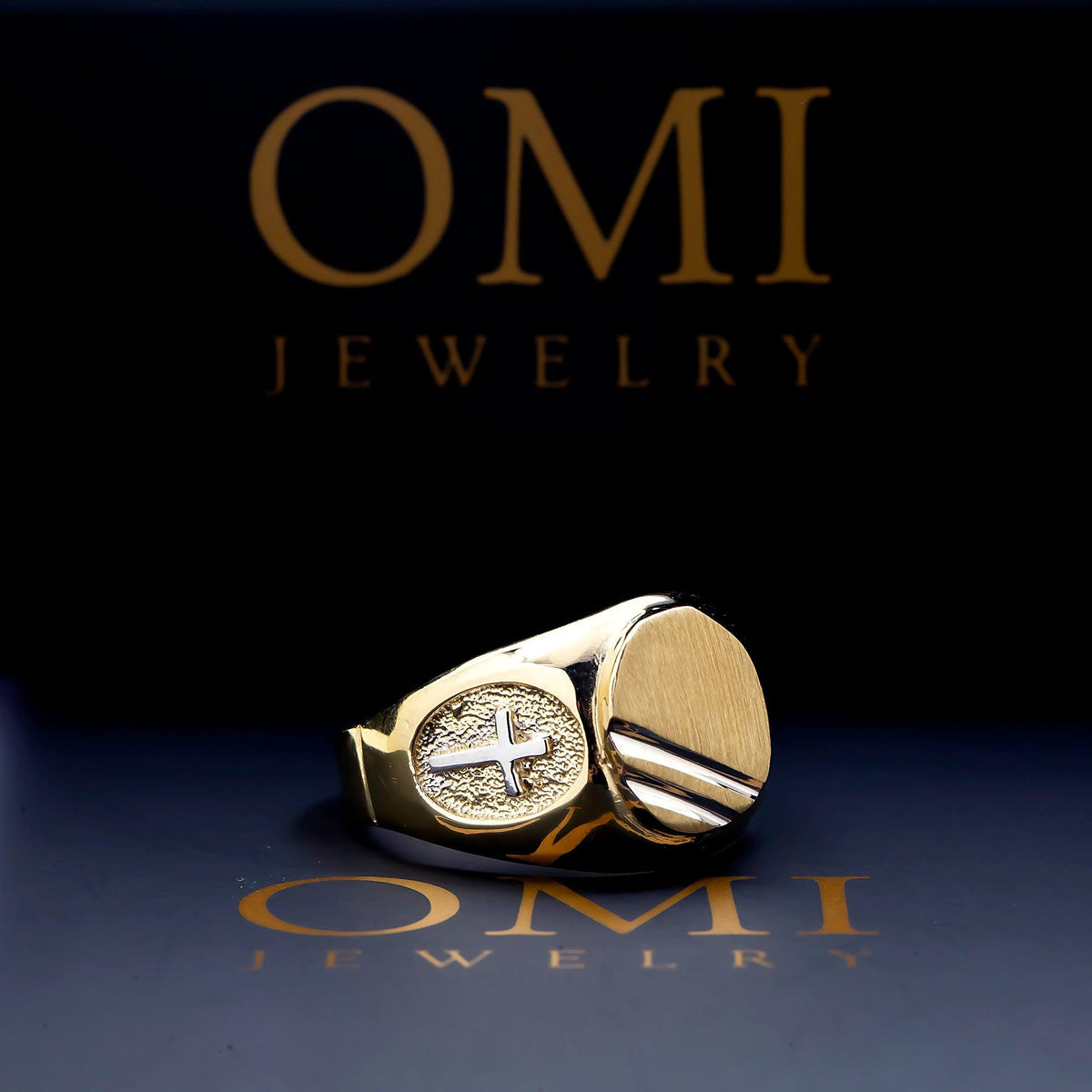 10K GOLD TWO TONE DOUBLE CROSS RING 6.0G