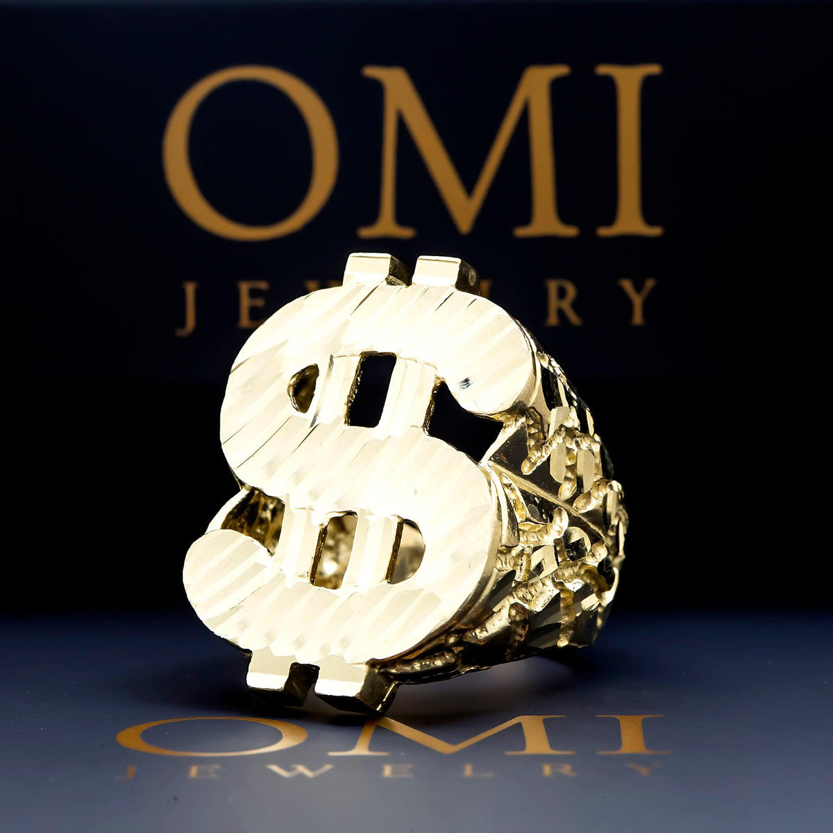 10K GOLD DOLLAR SIGN RING 12.1G