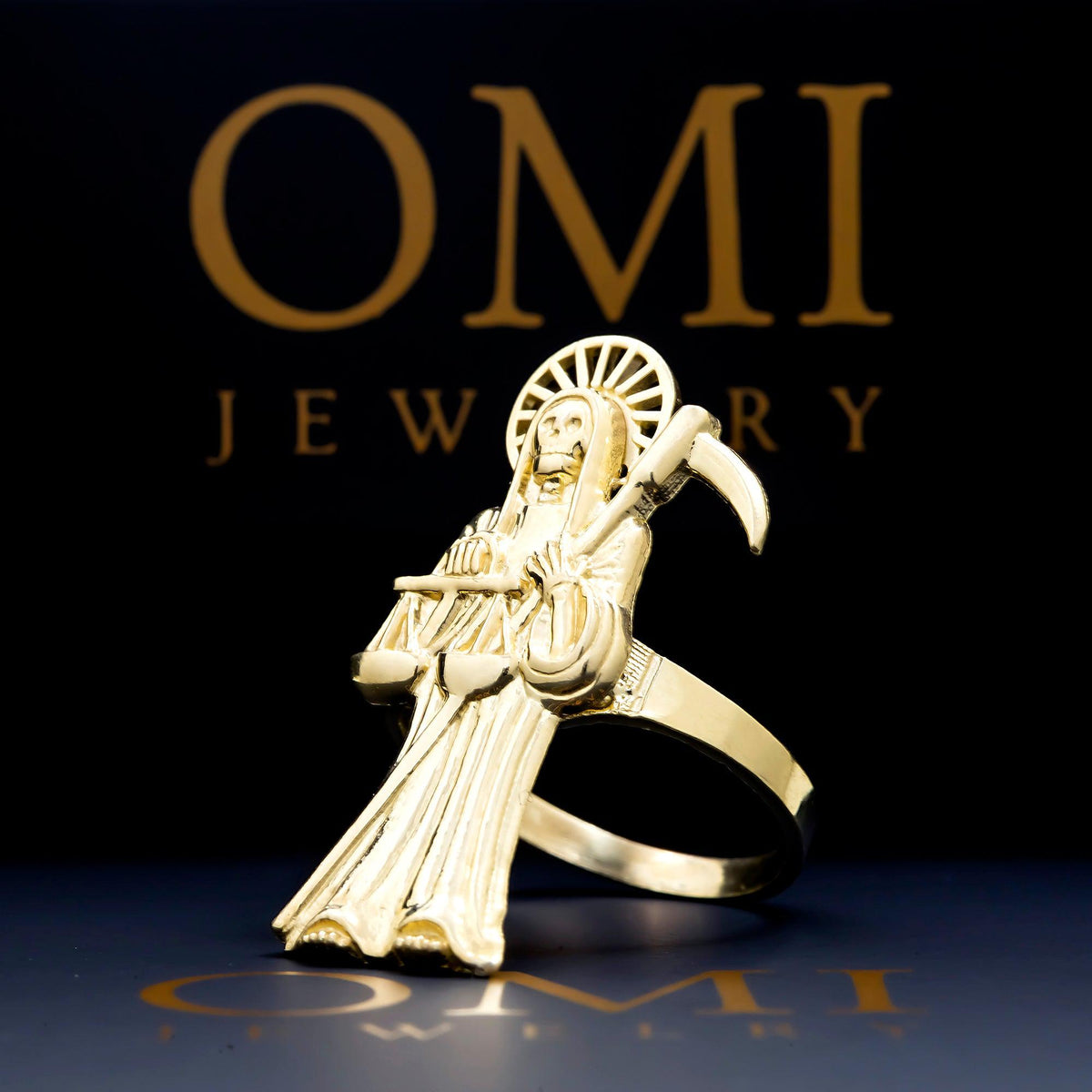 10K GOLD GRIM REAPER RING 3.4G