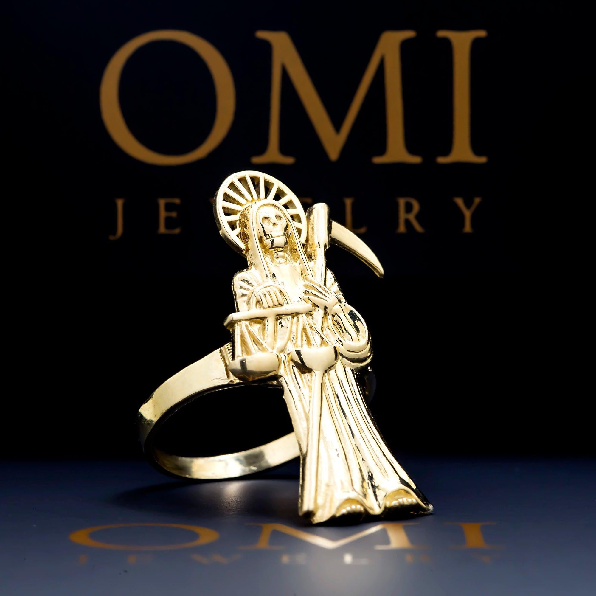 10K GOLD GRIM REAPER RING 3.4G