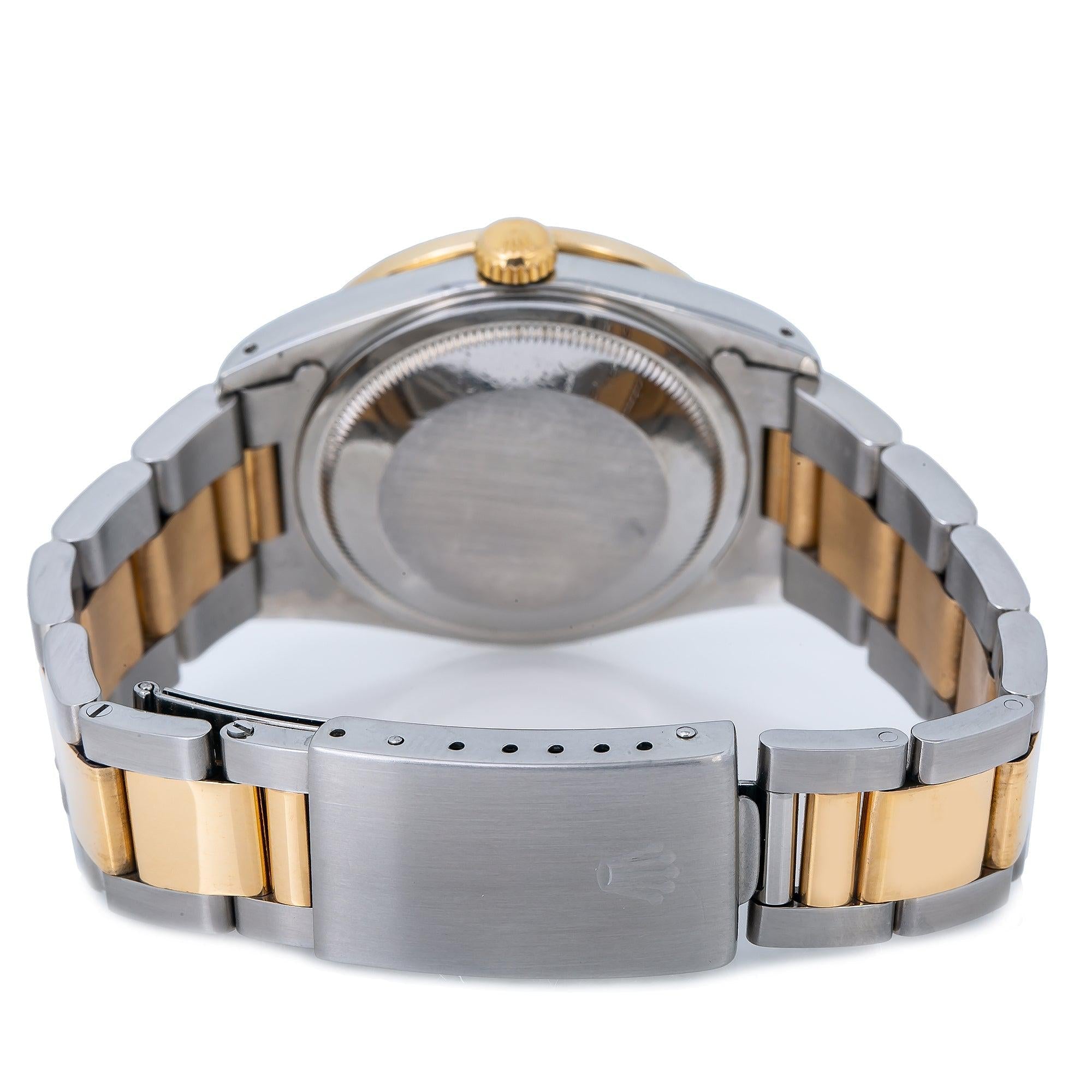 Rolex Datejust 36MM 16013 White Diamond Dial Diamond Bezel Two Tone Yellow Gold Oyster Bracelet