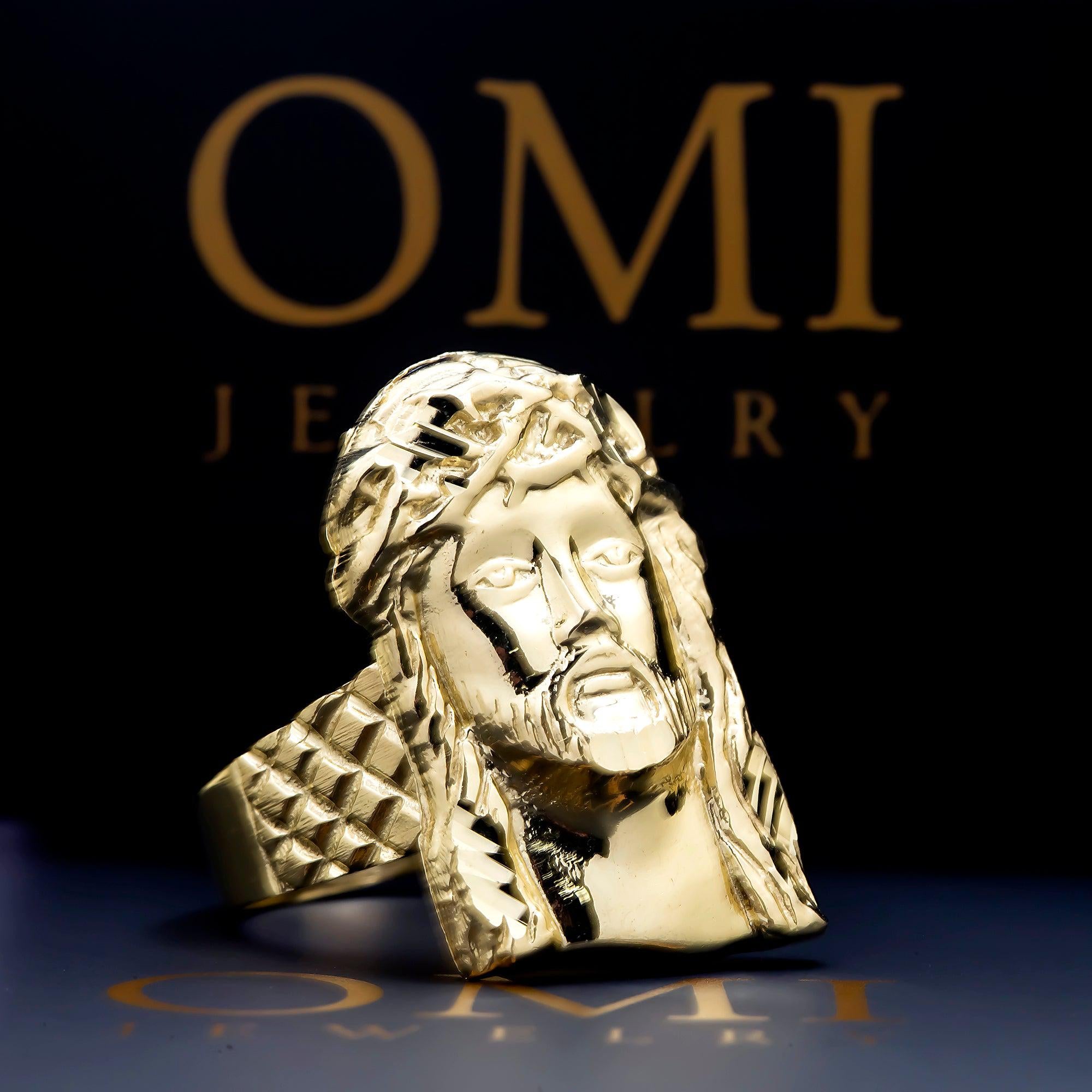 10K GOLD JESUS HEAD RING 6.6G