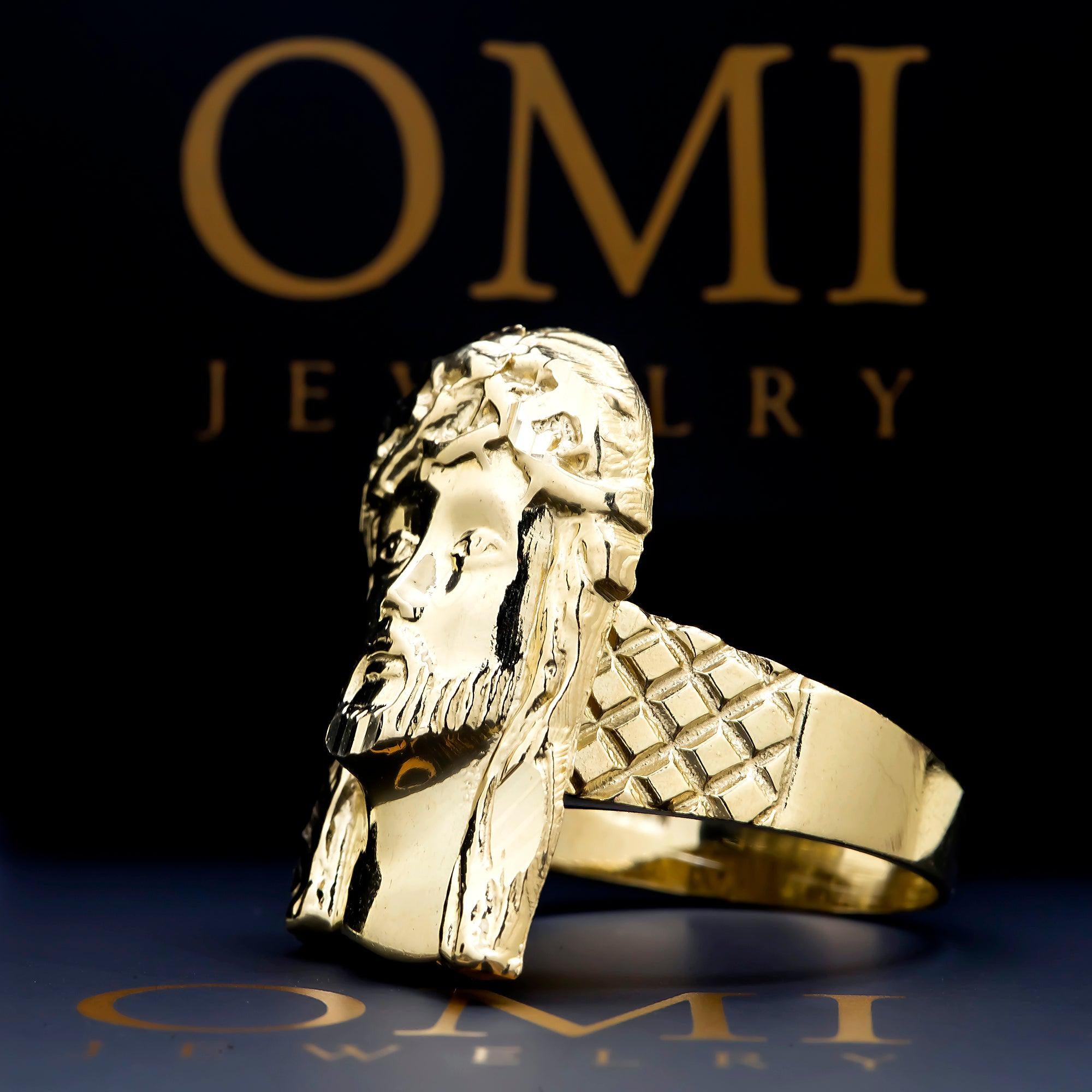 10K GOLD JESUS HEAD RING 6.6G