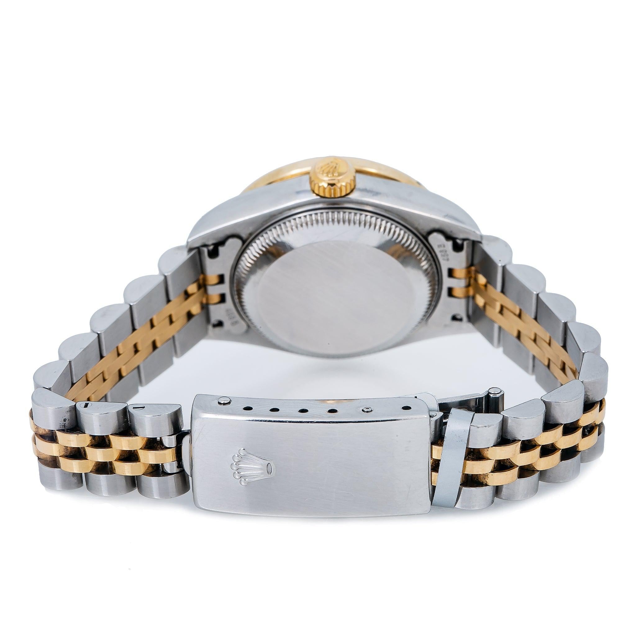 Rolex Datejust 26MM 6917 Green Diamond Dial Diamond Bezel Two Tone Jubilee Bracelet