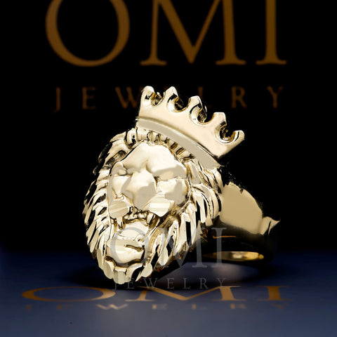 10K GOLD LION HEAD WITH CROWN RING 8.4G