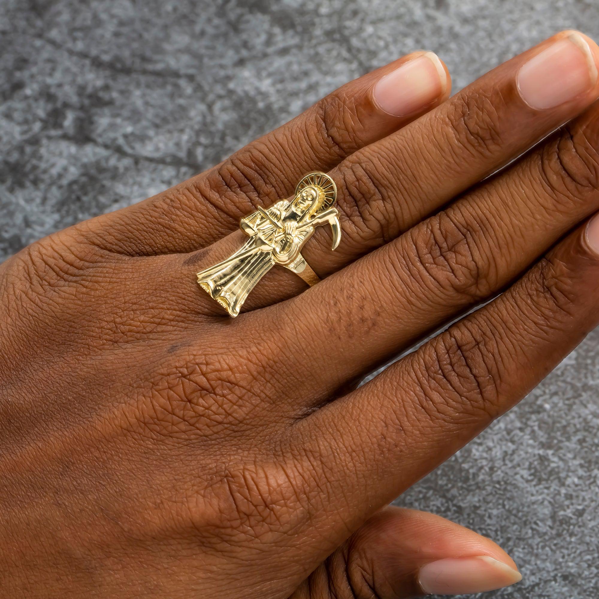 10K GOLD GRIM REAPER RING 3.4G