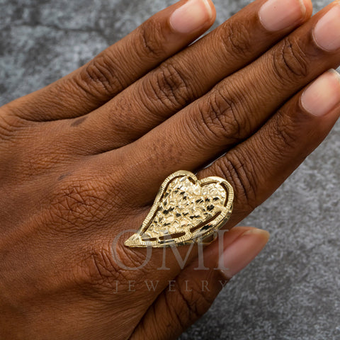 10K GOLD HEART NUGGET RING 6.9G