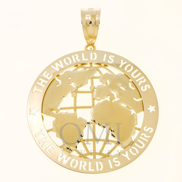 10K GOLD THE WORLD IS YOURS PENDANT 15.4G