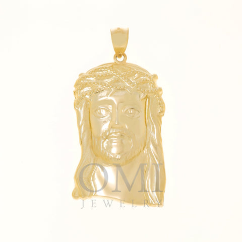 10K GOLD JESUS HEAD WITH CROWN OF THORNS PENDANT 7.8G