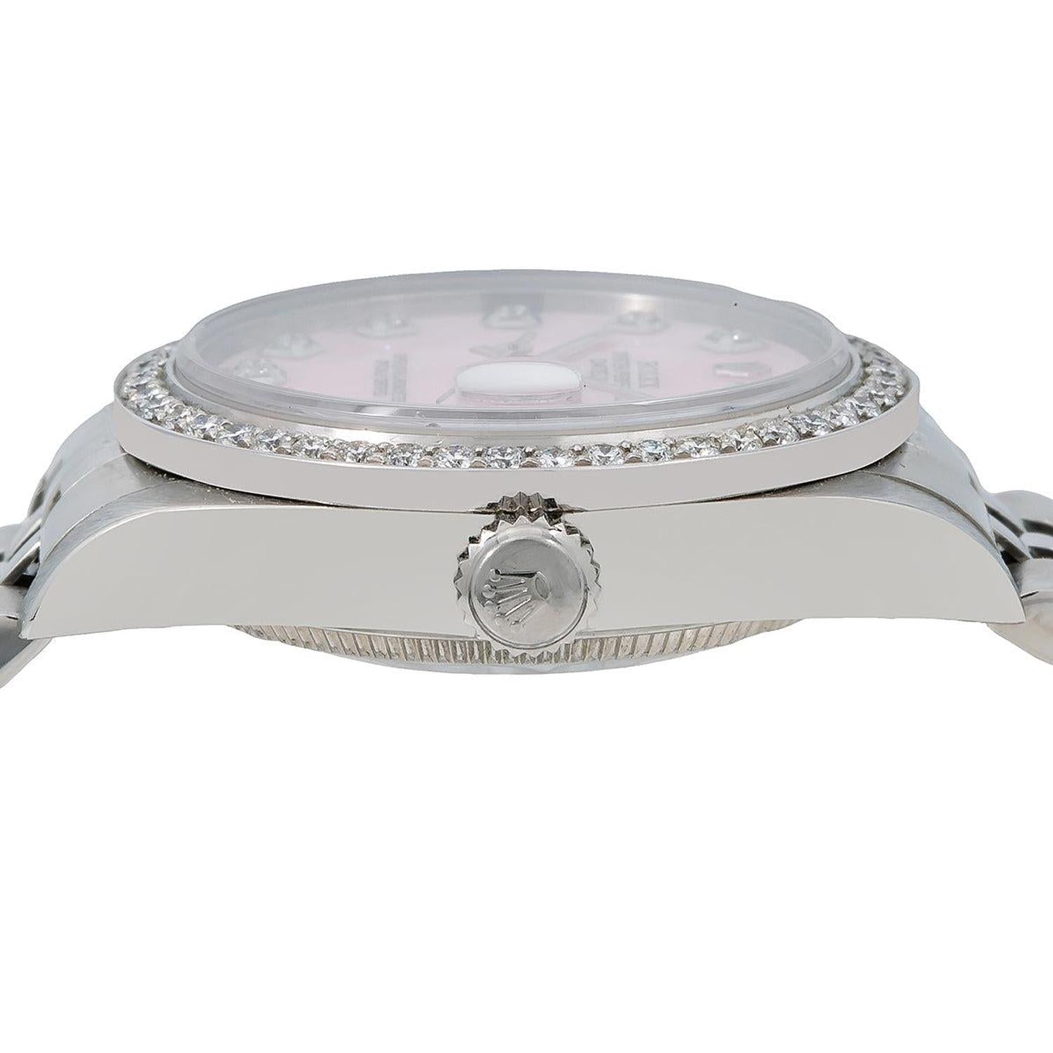 Rolex Datejust 31MM 68274 Pink Mother of Pearl Diamond Dial Diamond Bezel Stainless Steel Jubilee Bracelet 1.05ct