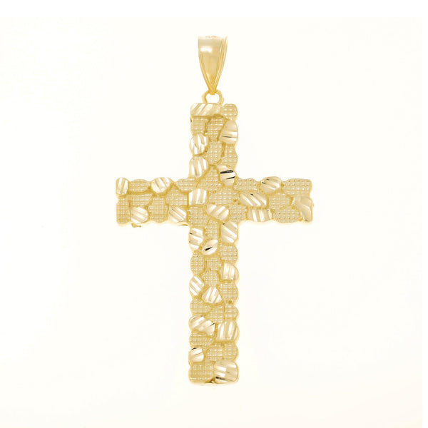 10K GOLD CROSS NUGGET PENDANT 10.6G