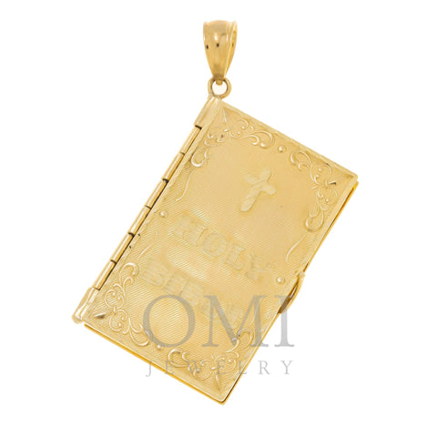 10K GOLD 3D HOLY BIBLE WITH PAGES PENDANT 45.0G