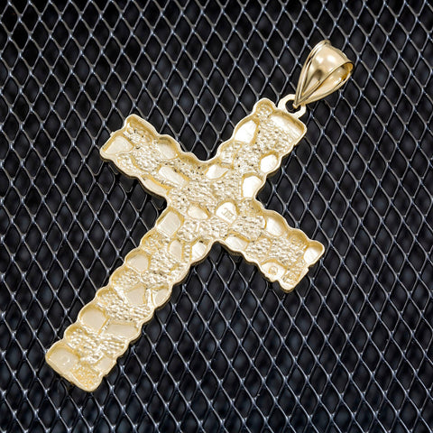 10K GOLD CROSS NUGGET PENDANT 10.6G