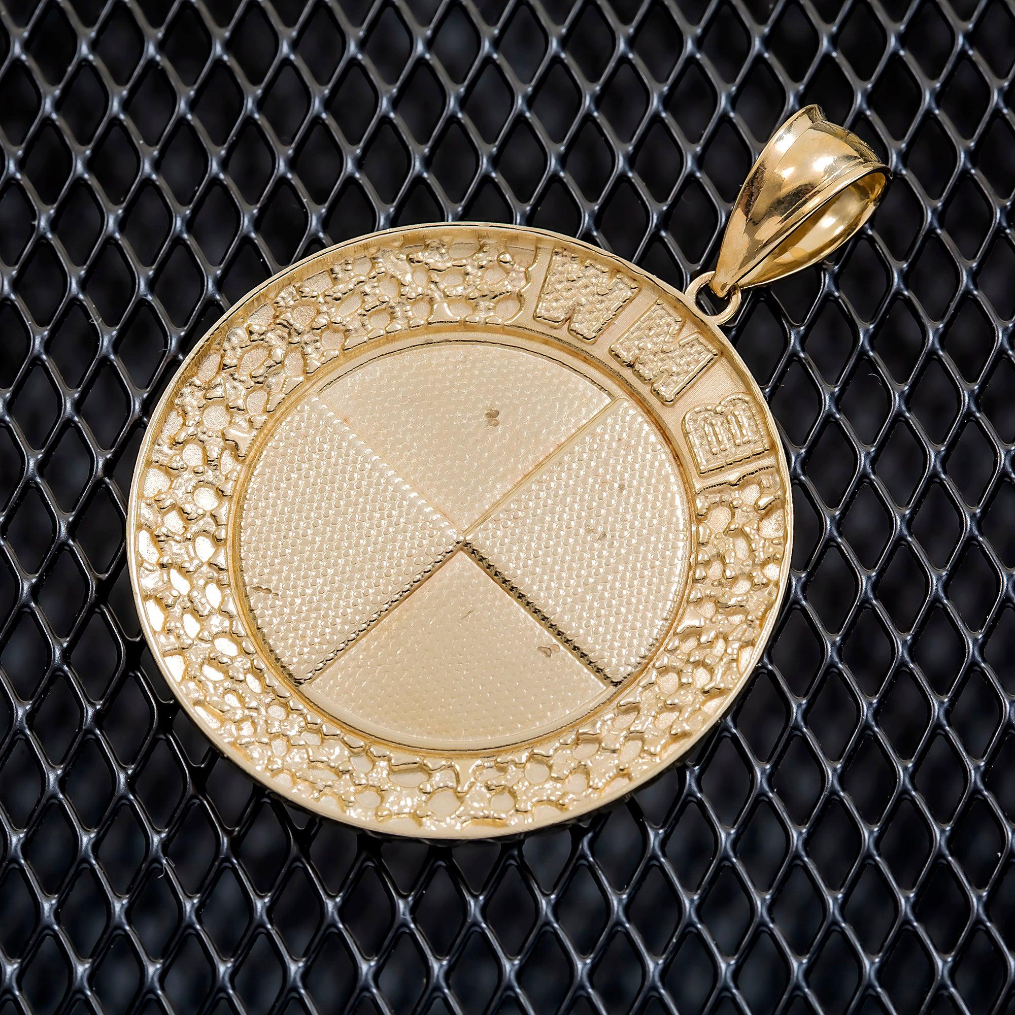 10K GOLD BMW COIN SHAPE NUGGET PENDANT 9.1G