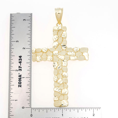 10K GOLD CROSS NUGGET PENDANT 10.6G