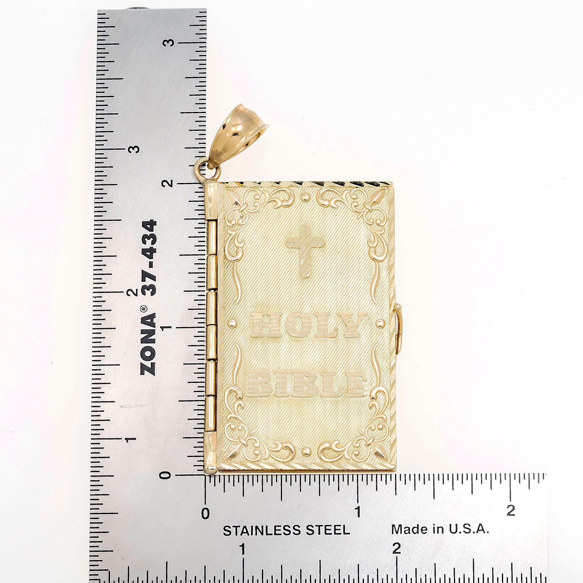 10K GOLD 3D HOLY BIBLE WITH PAGES PENDANT 45.0G