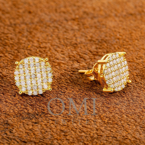 14K Yellow Gold Round Stud Earrings With 0.60 CTW Diamonds
