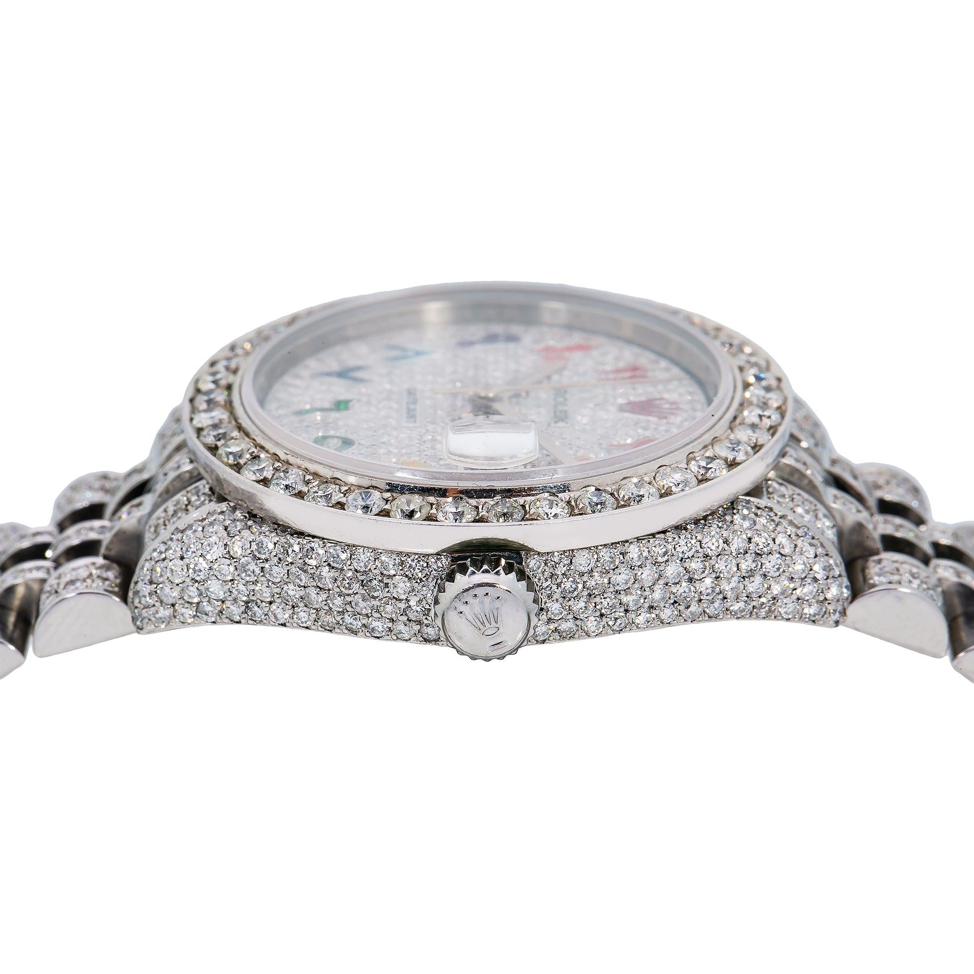 Rolex Datejust 31MM 78274 Diamond Paved Rainbow Eastern Arabic Dial Diamond Bezel Stainless Steel Full Diamond Jubilee Bracelet
