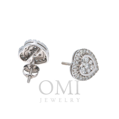 10K GOLD DIAMOND HEART STUD EARRINGS 0.56 CTW