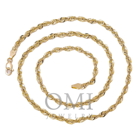 14K YELLOW GOLD 3.24MM LASER HOLLOW ROPE CHAIN