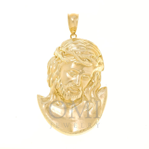 10K GOLD JESUS HEAD WITH CROWN OF THORNS PENDANT 10.4G