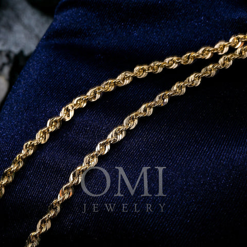 14K YELLOW GOLD 3.24MM LASER HOLLOW ROPE CHAIN